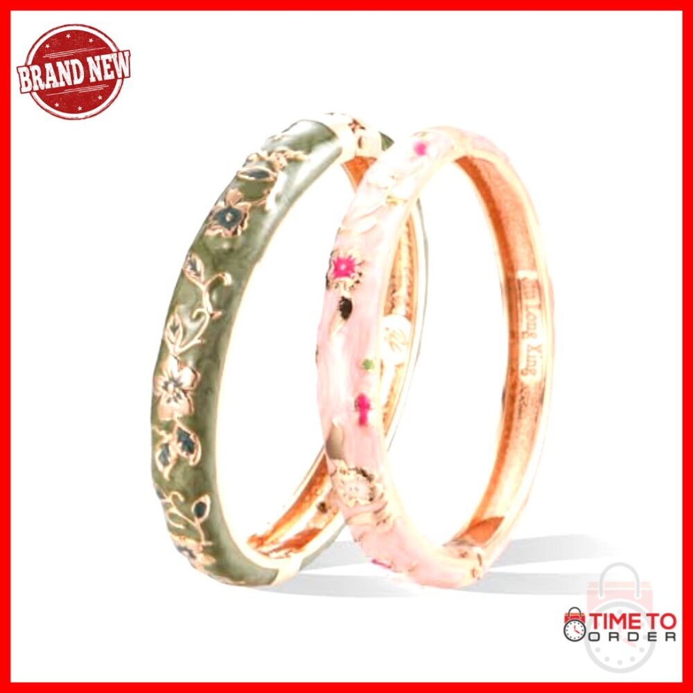 Elegant Enamel Bangle Bracelet Set Spring Hinge Cuff Jewelry Chic Gift - Picture 2 of 7